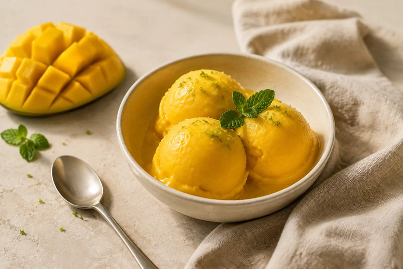Sorbetto al mango con lime e menta